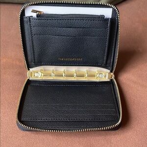 Black Faux Leather Cash Envelope Wallet A7 Size